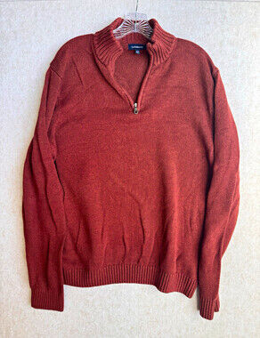 Croft & Barrow Mens XXL Rust 1/4 Zip Mock Neck Knit Sweater Solid